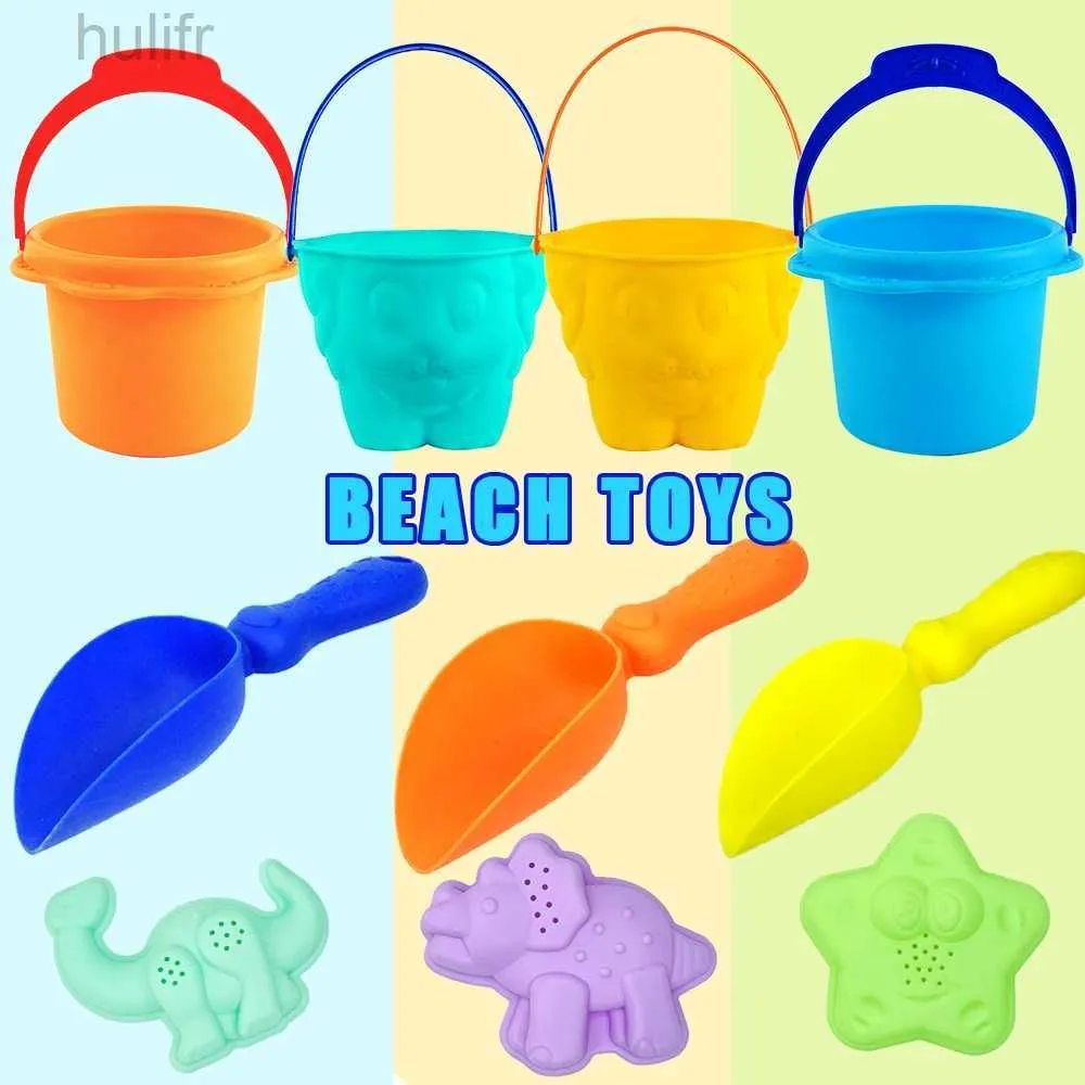 Sand Play Water Fun 6pcs Beach Sensory Embet Toy Cartoon Dinosaur Sand Plage Set Ocean Dier voor ouder-Children Interactive Beach Water Play Toys D240429