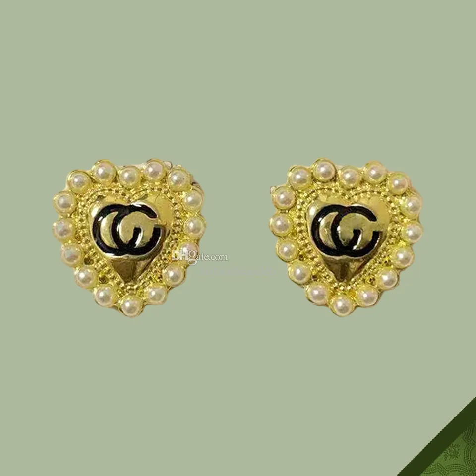Orecchini per stalloni per orecchini designer g gioielli di lusso Bijoux S925 Silver Pin Pearl Love Heart Alfabet Gold Gold New Fashi