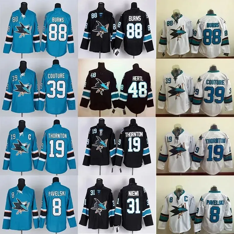 Mens San Jose Sharks jersey 8 Joe Pavelski 9 Evander Kane 19 Joe Thornton 39 Logan Couture 88 Brent Burns Hockey jerseys