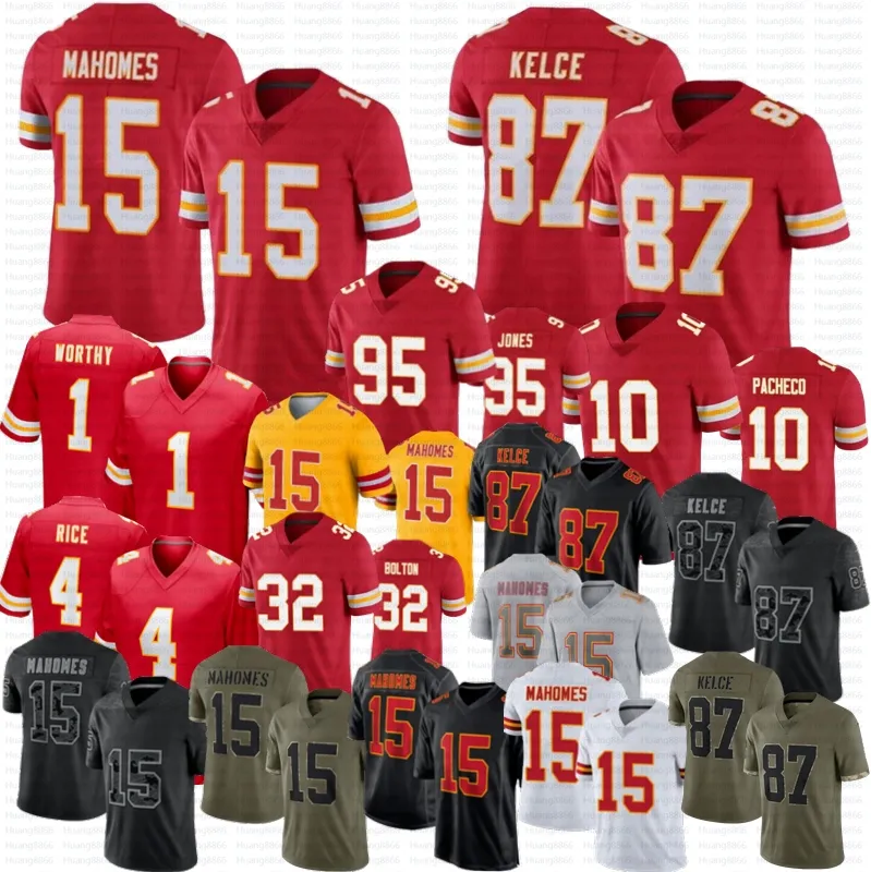 Patrick Mahomes Travis Kelce Rashee Rice football Jerseys Jones Isiah Pacheco George Karlaftis Kadarius Toney Bolton