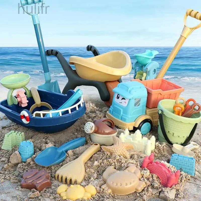 Sand Play Water Fun Beach Toys Sandbox Silicone Bucket and Sand Toys Sandpit Outdoor Summer Toy Water Game Play Cart Scoop Child Shovel for Kids D240429