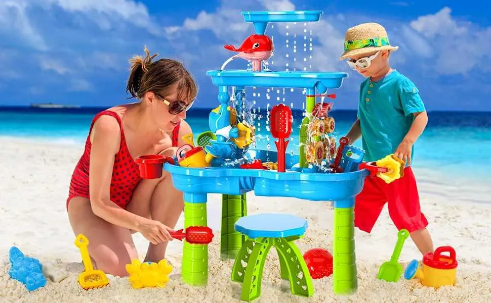 Water Table For Toddlers 3-5, 3-Tier Kids Sand Water Table, Water And