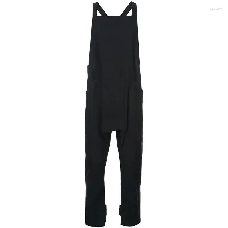 Men's Pants 2024 Spring Summer Style Overalls Casual Bib Loose Harem Low Crotch Trousers Hairstylist Rompers