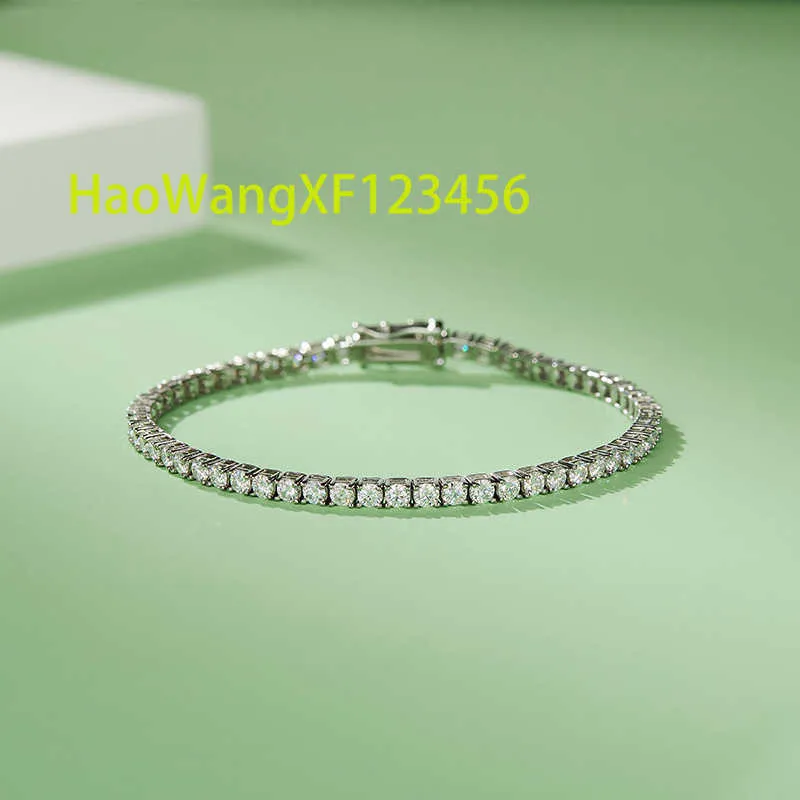 Rinntin smb06 kvinnor lyx 925 silver smycken klassisk design runda moissanit tenniskedje armband