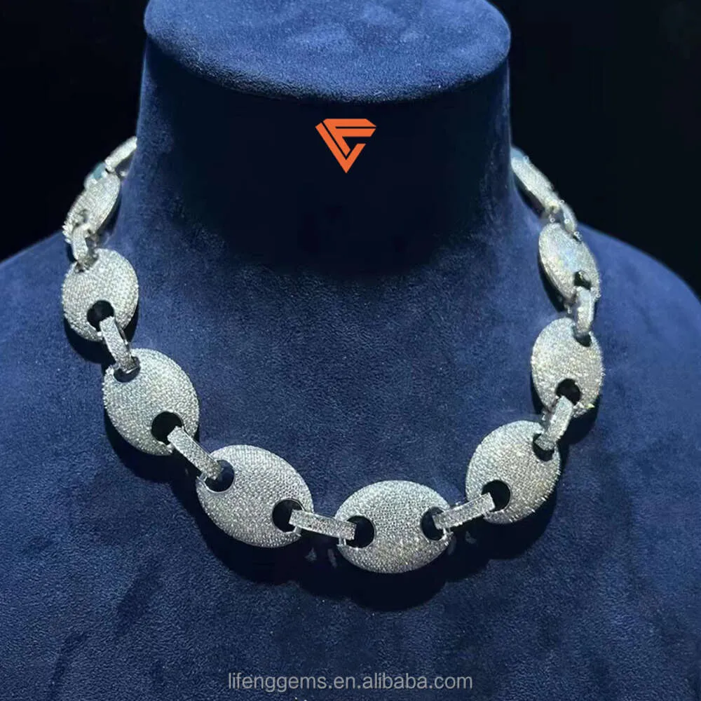 Custom Necklace 20mm Sparkling Luxury Hip Hop Jewelry Pig Nose Moissnaite Ice Out Diamond Cuban Link Chain for Men