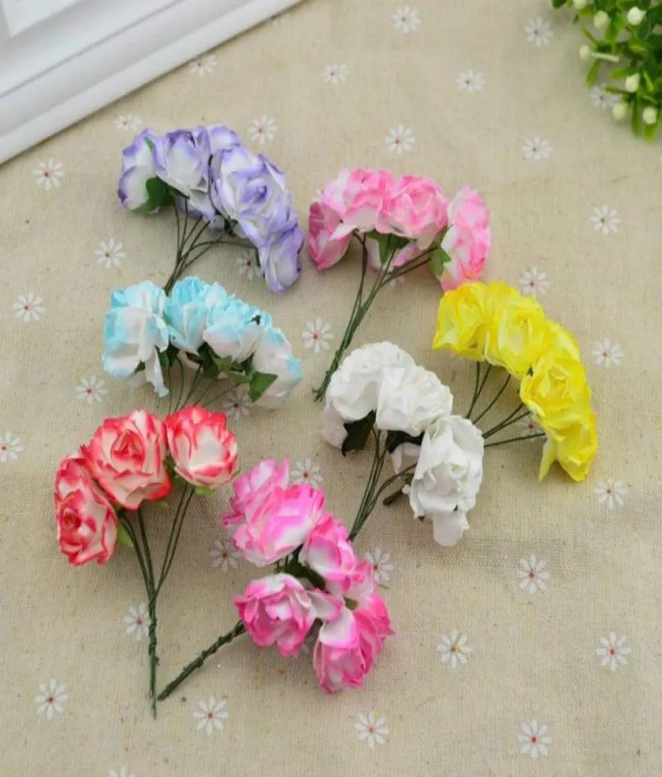 6pcsbundle papel artificial rosas flores natal para decoração de casamento em casa acessórios falsos navidad bordado diy wrea qyllll9143791