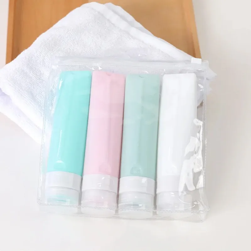 Silicone Travel Subbottle Set Flat Nordic Style Cosmetic Storage Bottle Wash Subbottle Set