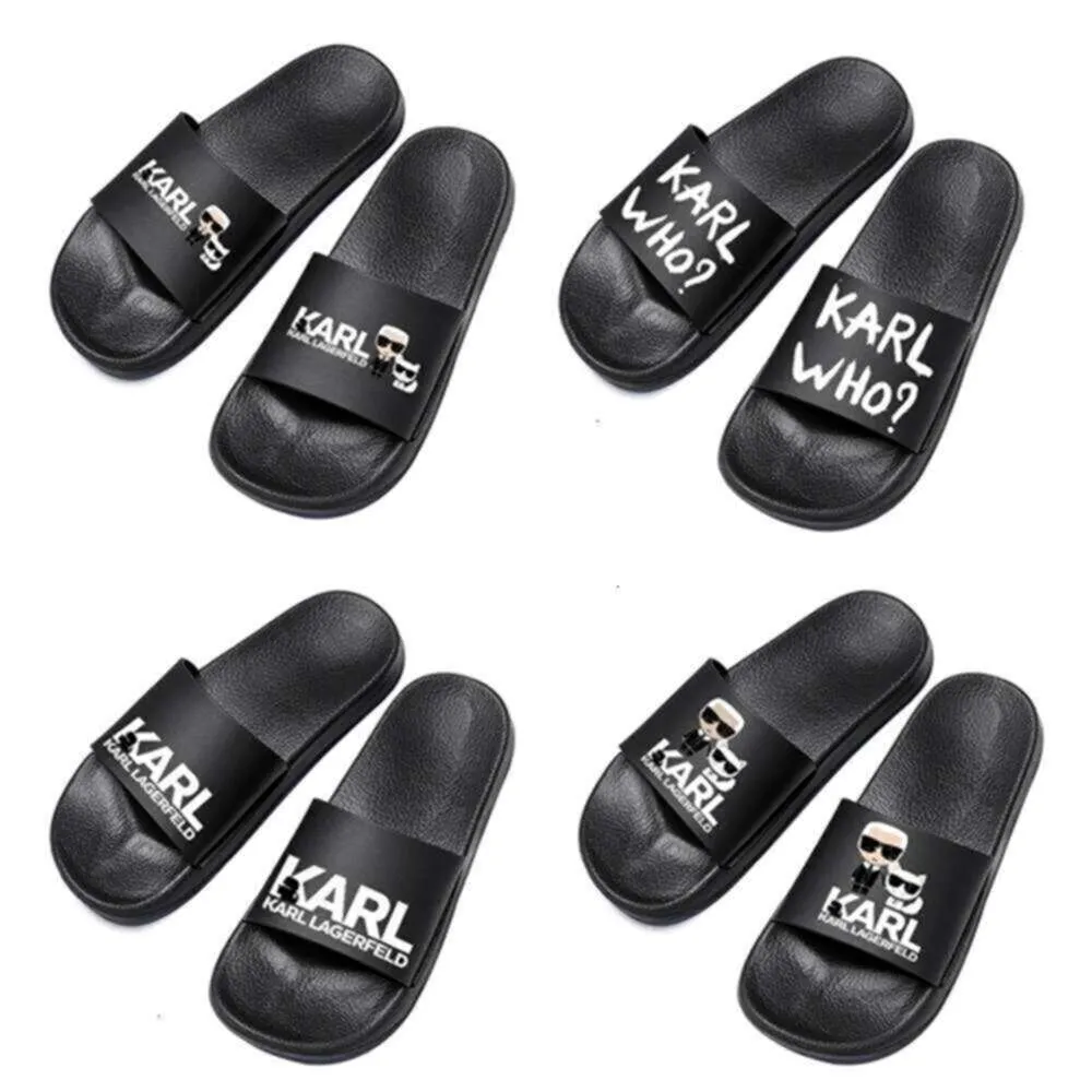 Karl Lagerfield 여성 고무 슬라이더 디자이너 패션 슬라이드 고급 신발 플립 플립 Mens Tazz Slipper 패션 캐주얼 한 여름 해변 아파트 샌드 데일 로퍼 dhgate