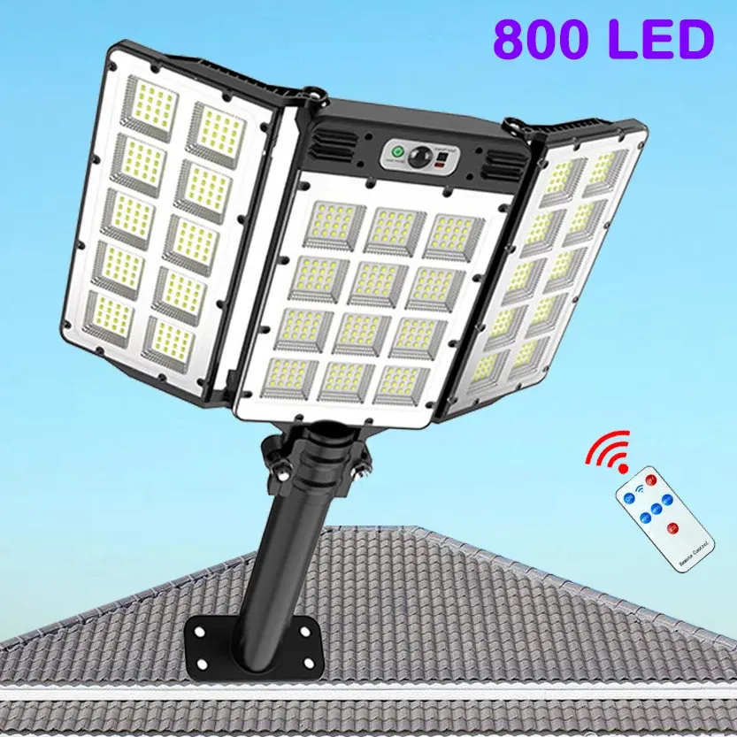 Dekorasyonlar Süper Parlak Açık Güneş Işıkları Hareket Sensörü Su Geçirmez Sokak Lambası 800 LED Işık Dekorunda Bahçe Duvar Işığı