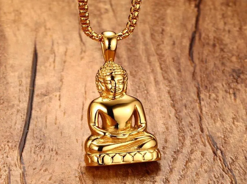 Colares de pingentes Mens Buda Colar Bodhisattva Amulet Talisman em Moda de Moda de Moda de Moda de Moda de Moda de Aço Anterior de Goldcolor