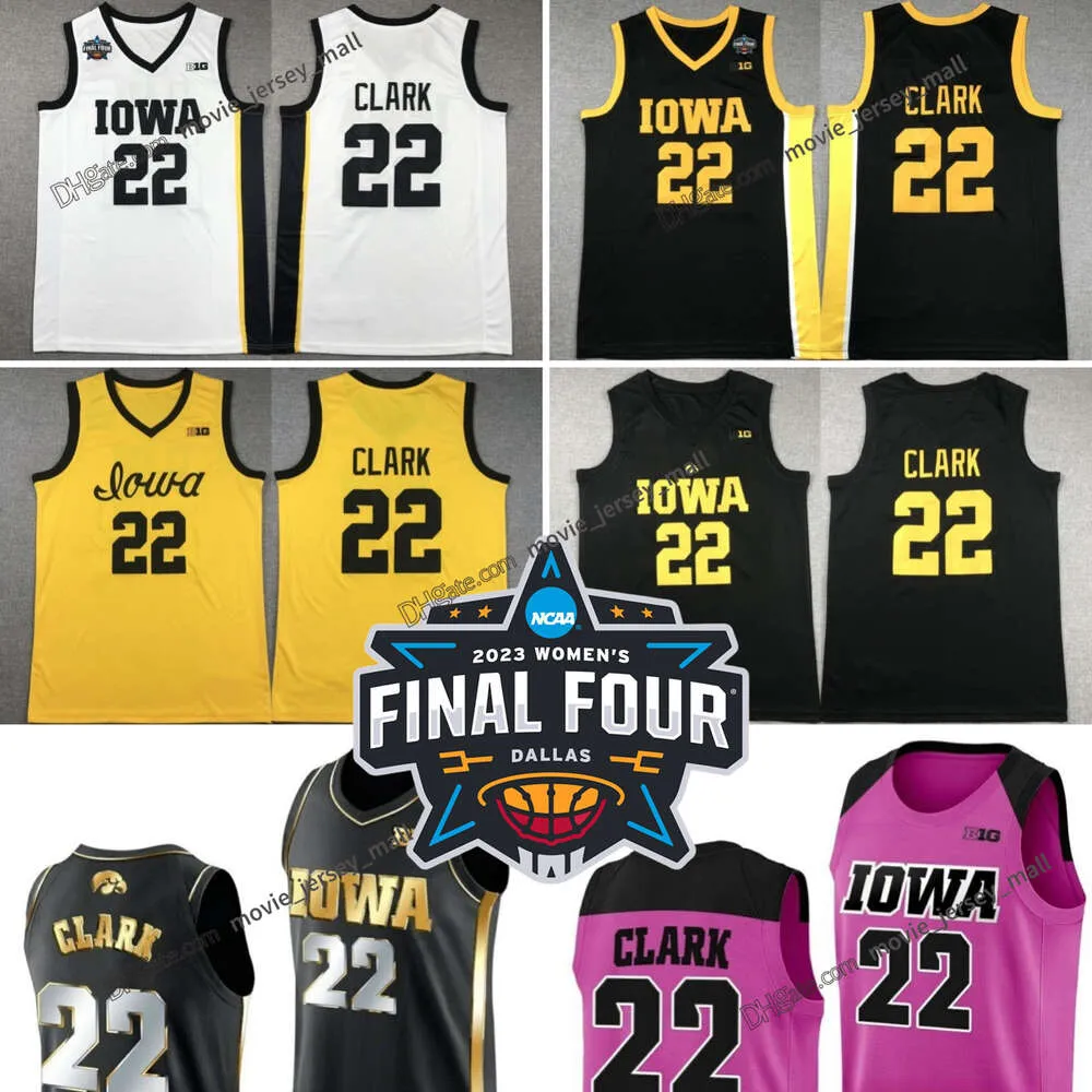 Custom 22 Caitlin Clark Jersey Iowa Hawkeyes Women College Basketball Maglie da basket Men Kids Ladies Black Bianco Rosa Giallo 2024