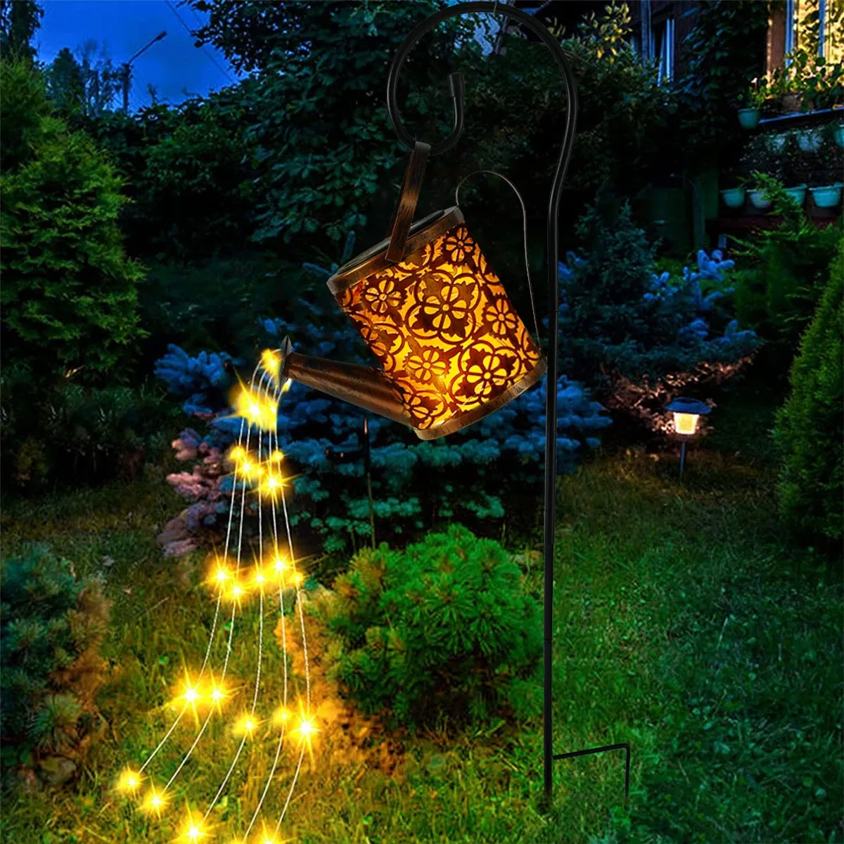 Decoraties Solar Watering Kan Retro metaal 36led Kettle String Lights waterdichte hangende zonne -lantaarns Lampen buitentuindecoratie