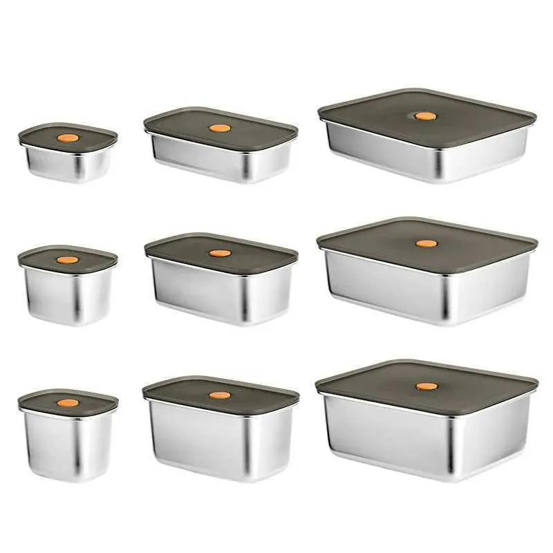 Bento-dozen 250 ml-2900 ml 304 roestvrijstalen lunchbox voedsel Bento Container met deksel vers bijhoudende huishoudelijke lekbestendige opslag Q240427