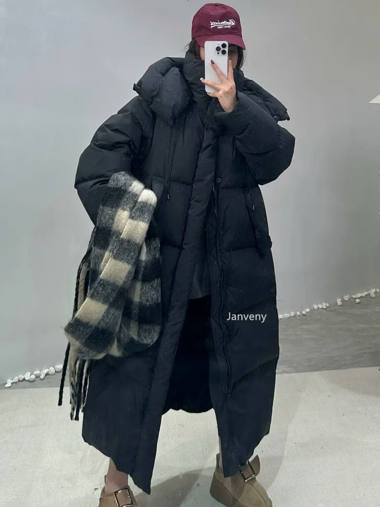 Janveny Womens Casual Long Hooded Duck Down Jacket Thick Warm 1/2