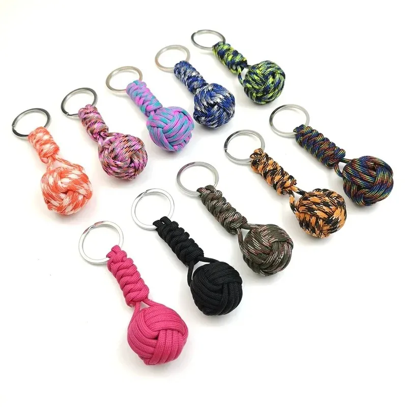 new Woven Paracord Lanyard Keychain Outdoor Survival Tactical Self-defense Military Parachute Rope Cord Ball Pendant Keyring2. for Tactical Parachute Cord