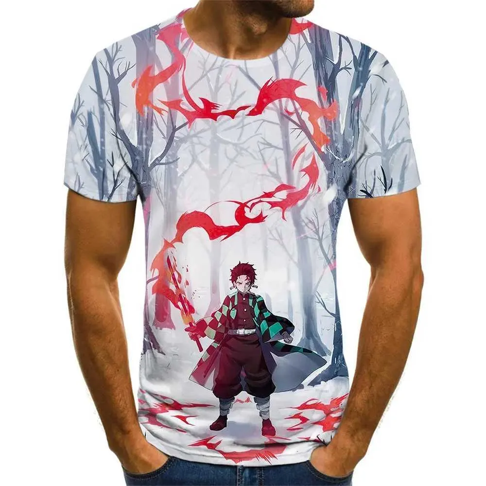 Tシャツデーモンキラー3DプリントTシャツ夏ファッションカジュアルカジュアル短袖ユニセックスハラジュクストリート衣料品特大のTシャツ2404