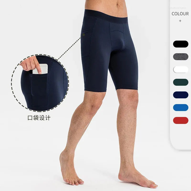 Vêtements de gymnase Sports pour hommes respirant des shorts serrés élastiques à séchage rapide pour la course et la forme physique des poches de tennis d'entraînement complet