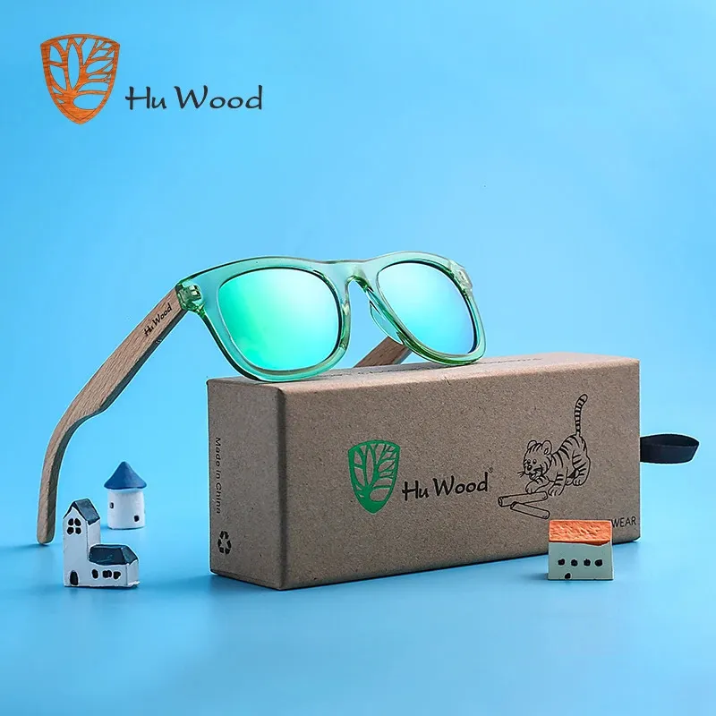 Hu Wood Kids polarizados óculos de sol para meninos e meninas com molduras recicladas e braços de madeira de faia |4 a 8 anos 240417