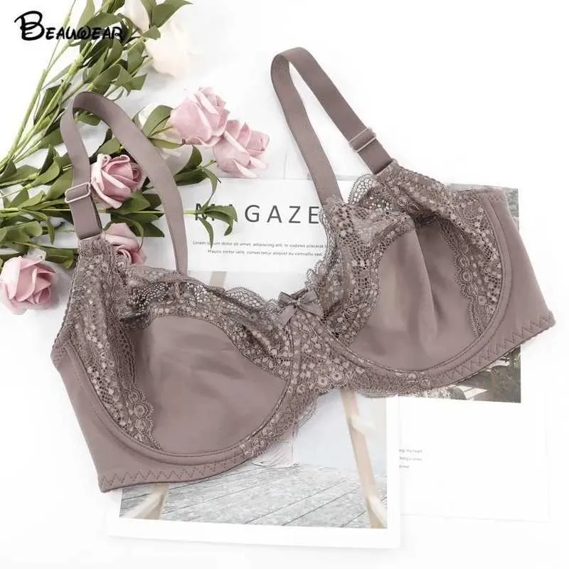 Bras Beauwear groot formaat brasd beker voor vrouwen onderbruggen niet-gepailleerde beha dames sexy volledig beker ondergoed plus size bra y240426