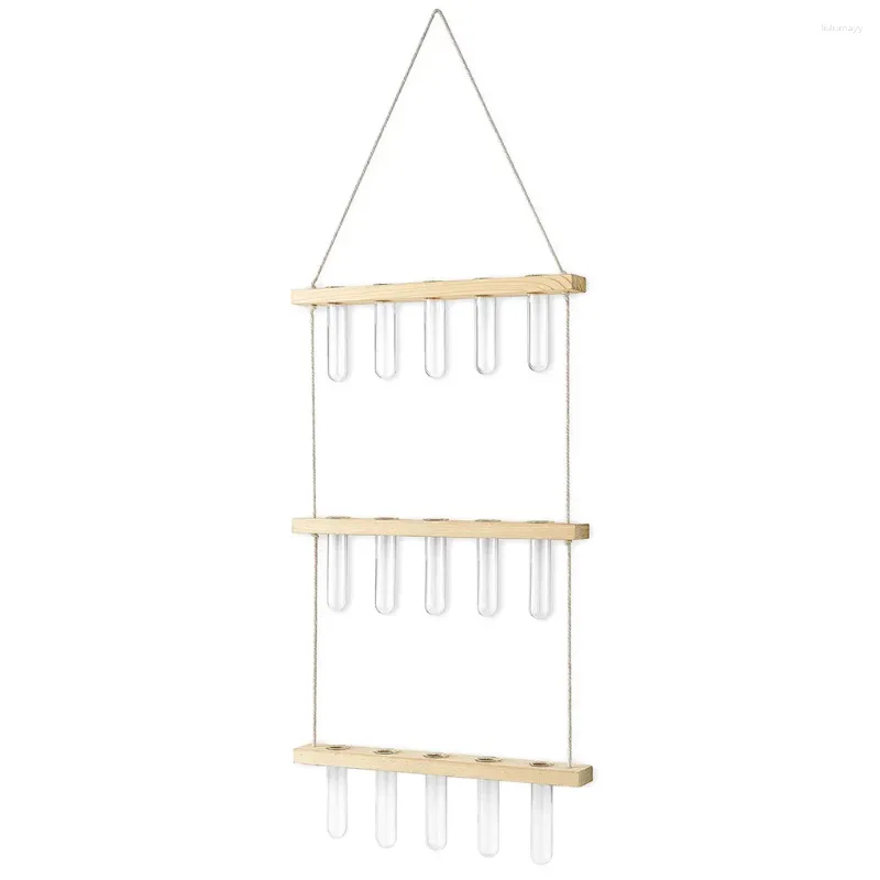 Vaser vägg hängande teströr avtagbar enkel 3 -lagad växtutbredningsstation för rumskontorsbalkong beige
