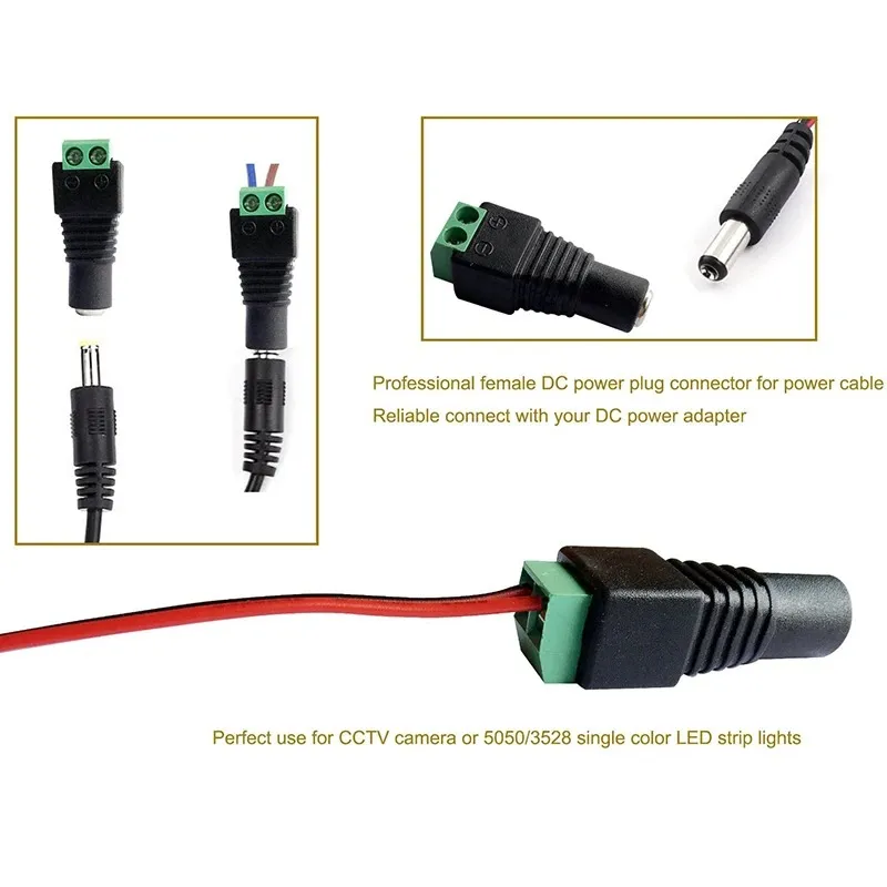 10 par  coaxante Cat5 a BNC DC Potence Jack Male enchufe DC Conector femenino Adaptador AV BNC UTP para CCTV Video Balun Balun