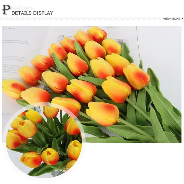 Latex Tulips Artificial PU bouquet Real touch flowers For Home decoration Wedding Decorative Option