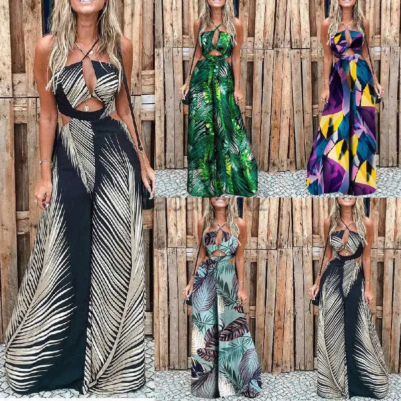 Women's Jumpsuits & Rompers Designer pants New summer women's digital print sexy beach women's jumpsuit