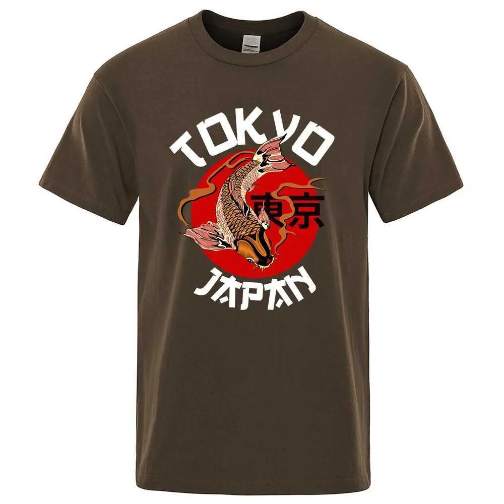 Erkek Tişörtler Tokyo Koi Balık Komik Erkekler Tshirt Sıradan Pamuk Nefes Alabilir Kısa Slve Büyük boyutlu üstler o boyun boyunlu tişört vintage Kısa Slve y240429