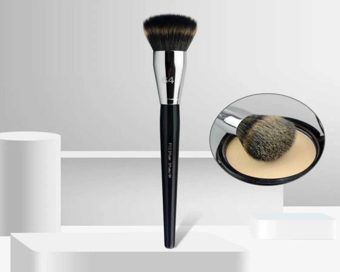 Pro Diffuser Foundation Makeup Brush 64 Black Dualfiber stippling Foundation Cream Beauty Cosmetics Blender Tool1343199