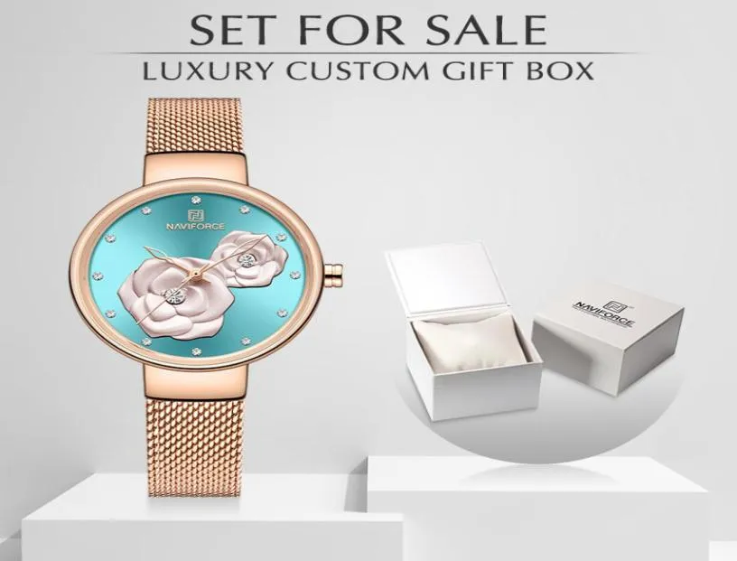 NEU NAVIFORCE ROSE GOLD Women Watches Kleid Quarz Uhr Damen mit Luxusbox Frauen Handgelenk Uhr Girl Uhr Set für 7988116