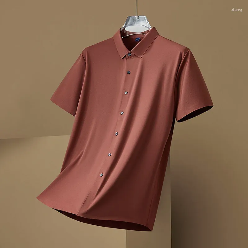 メンズカジュアルシャツプラスサイズ8xl夏のシームレス高品質の短袖Soild Color Single Breched Businessman Tシャツ