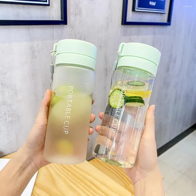 Water Bottles Plastic Sports Portable Leakage-proof Large Capacity Drinkware Cup Anti-Drop Frosted