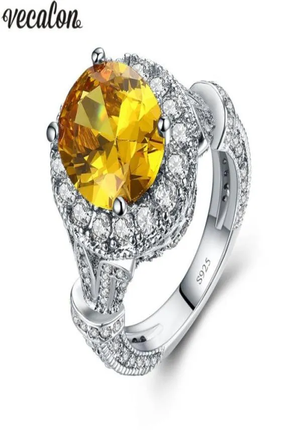 Vecalon Vintage Ring Claw Setting 5A Zirkon Diamont 925 Sterling Silber Engagement Ehering -Ringe für Frauen Geschenk2067111