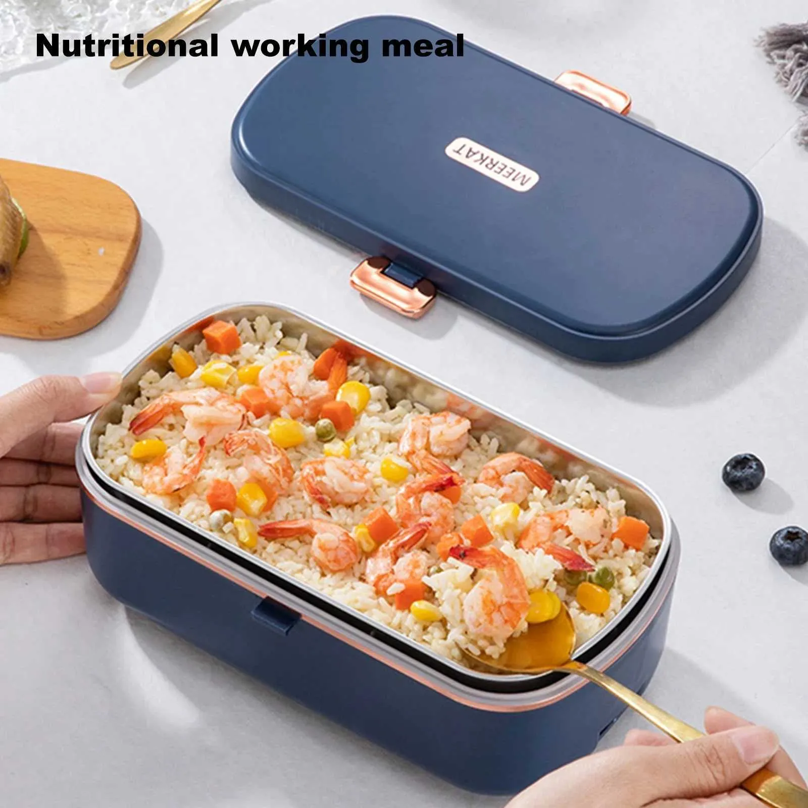 Bento Boxes Stainless steel electric lunch box 220V home work adult meal heater leak proof food container Q240427