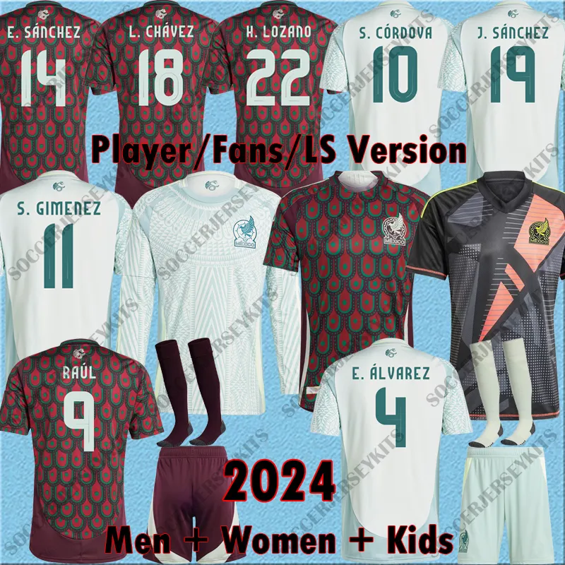 3xl Maglie in Messico 2024 Portiere Copa Raul Lozano Player Mexiko Kids Women Maillot Mexique Peacock Chicharito Calcio Messico Maillot de Football Mexique 4xl