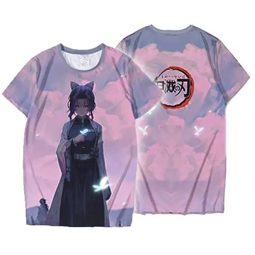 T-shirts Nieuwe Summer Fashion Anime Devil Killer Kochou Shinobu 3D T-Shirt Childrens Casual T-Shirt Boys and Girls Unisex Clothing Extra grote T-shirtl2404