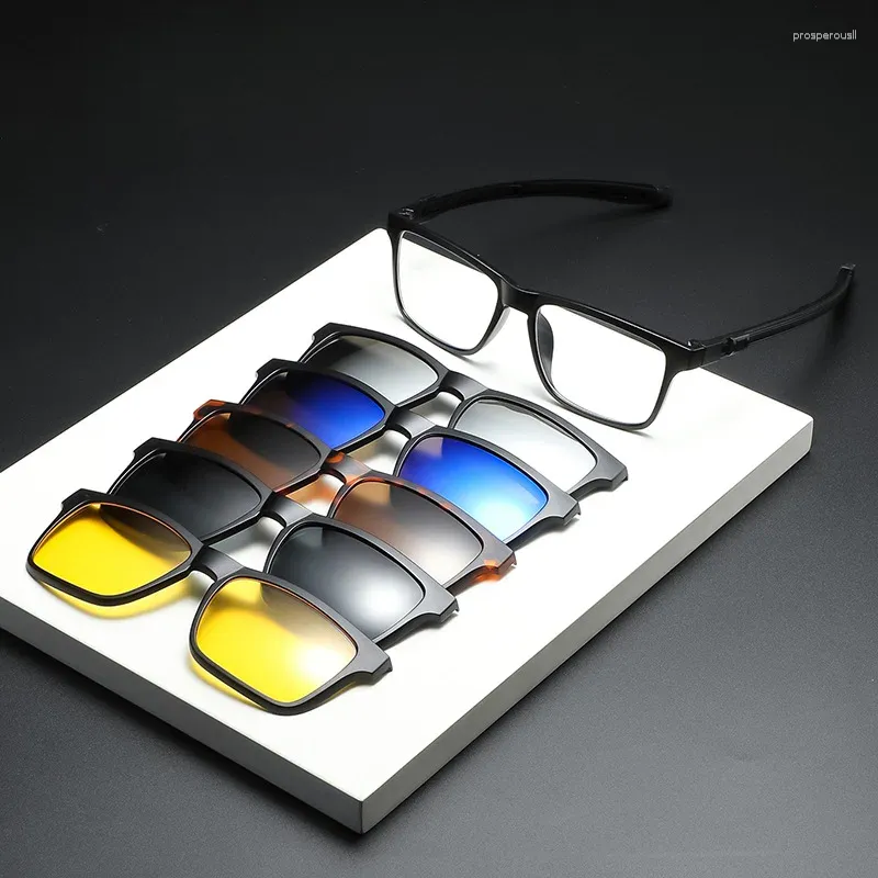 Lunettes de soleil Frames 2502 Sport Set Mirror 5pcs for Men Women Magnetic Legs Tr Eyeglass Rx Optical Cadre en gros