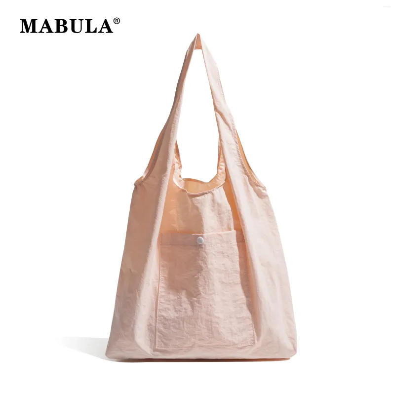 Hobo Mabula Nylon Solid Color Woman Tote Handväska enkel avslappnad axelväska Återanvändbar shopping Lätt kvinnlig handväska