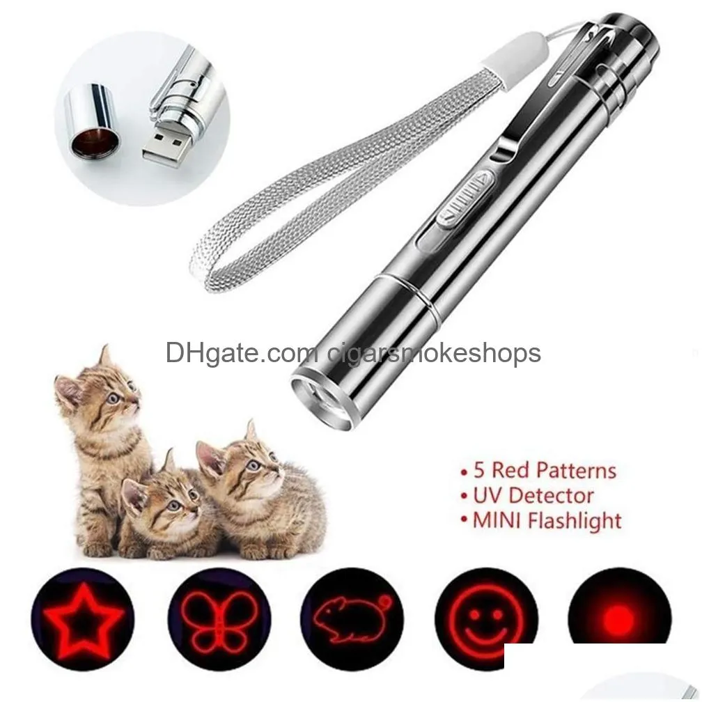 Cat Toys USB Laser Lekkie LED PIOD PISK STALIMIS MINI UCONATABLE MTI-PATTERN 3 W 1 Trening dla zwierząt domowych Downis