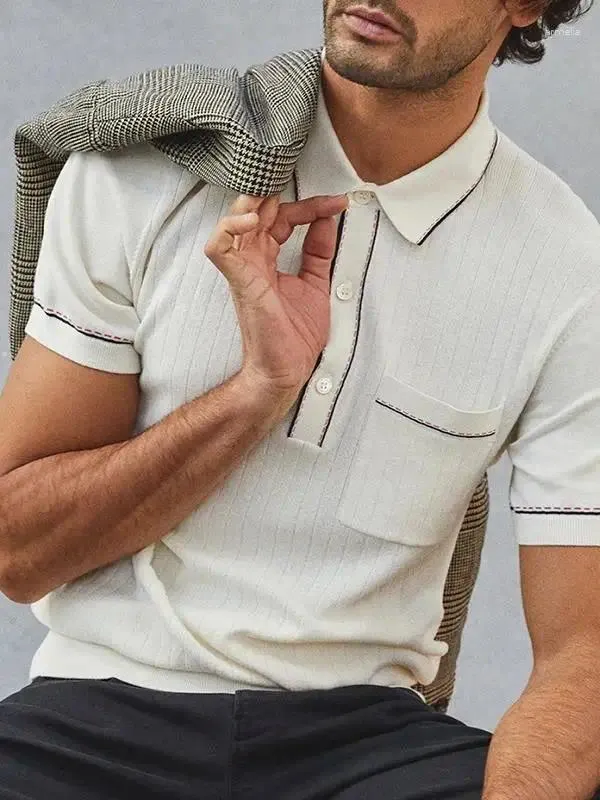 Polos masculinos de camisa de pólo de malha na moda masculina grandes mangas curtas casuais