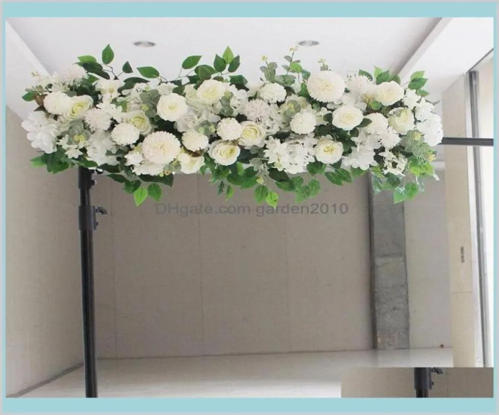 Decoratieve bloemen kransen flonen kunstmatige nep rij bruiloft boog bloemendecoratie podium backdro9428545