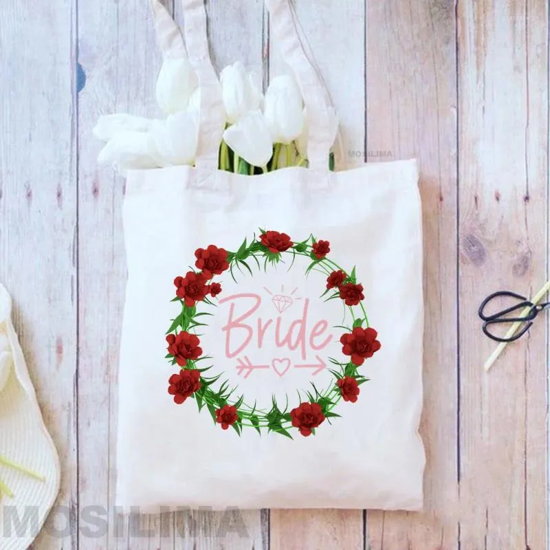 Evening Bags Fashion Shopping Bag Bridal Bachelorette Party Team Bride Wedding Gift Canvas Tote Shoulder Reusable Eco 35 40CM IHVN