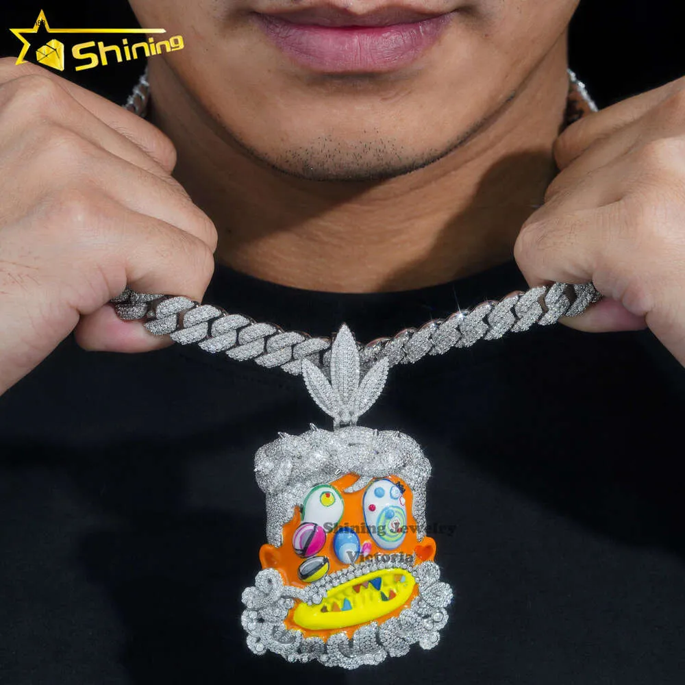 Custom3 Hip Hop Cartoon Funny Ghost Pendant 925 Silver Iced Out VVS Moissanite Diamond Character Necklace Rapper PendantDesigner Jewelry