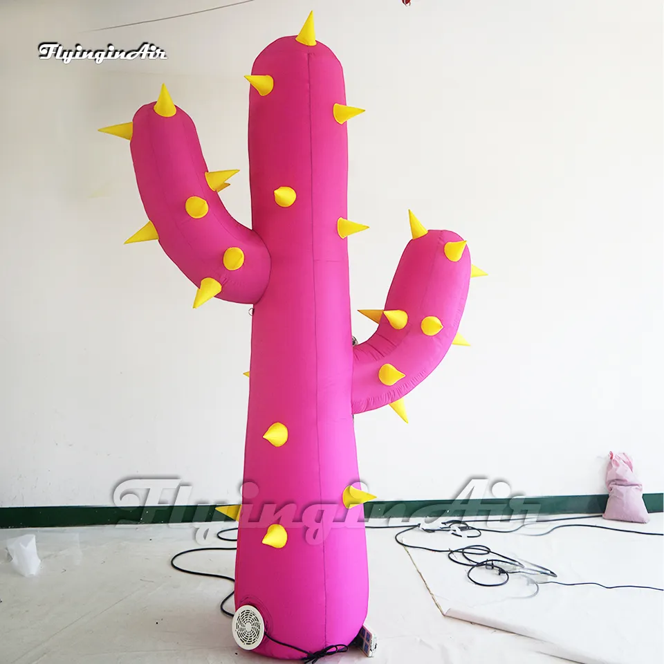 pianta di cactus gonfiabile personalizzata all'ingrosso Modello 3m altezza rosa soffiare cereus replica palloncini per decorazione per feste da giardino