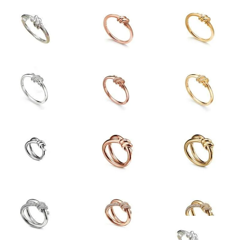 Bands Anneaux de créateurs de femmes Ring Twisted Rope Set sans diamant avec Diamond Fashion classique polyvalent Single Double Mti Drop Livrot je Otfki