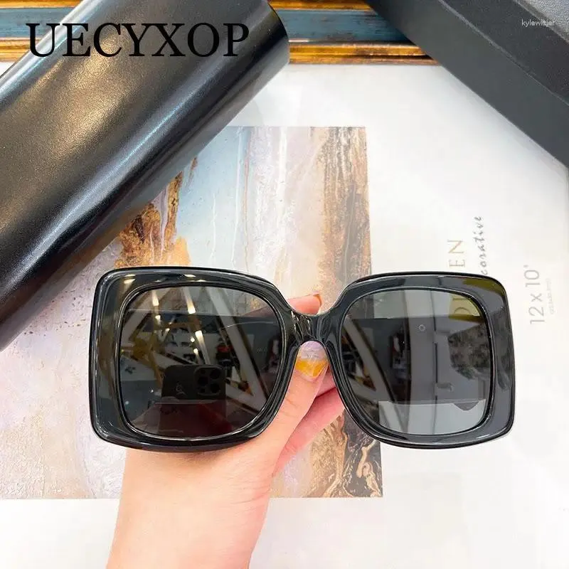 Sonnenbrille übergroße quadratische Schmetterlingsfrauen Designerin großer Rahmen scharfe Ecken Sonnenbrillen Oculos UV400