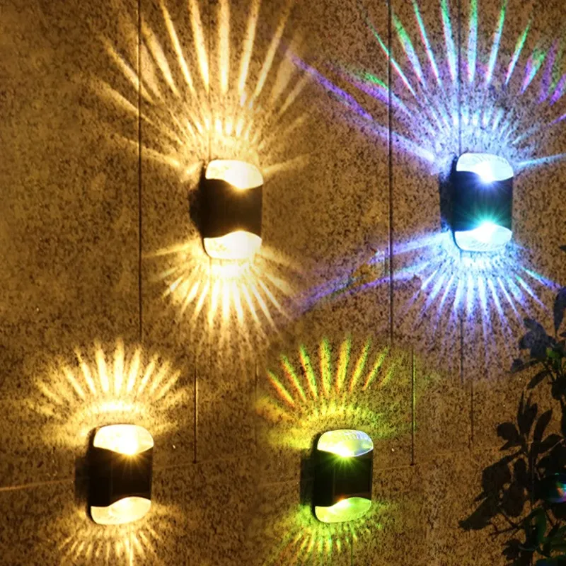 Dekoracje Allilit Wodoodporna lampa słoneczna LED Outdoor Wall Ogród Oświetlenie Oświetlenie otoczenia Dekoracja nocnych świateł