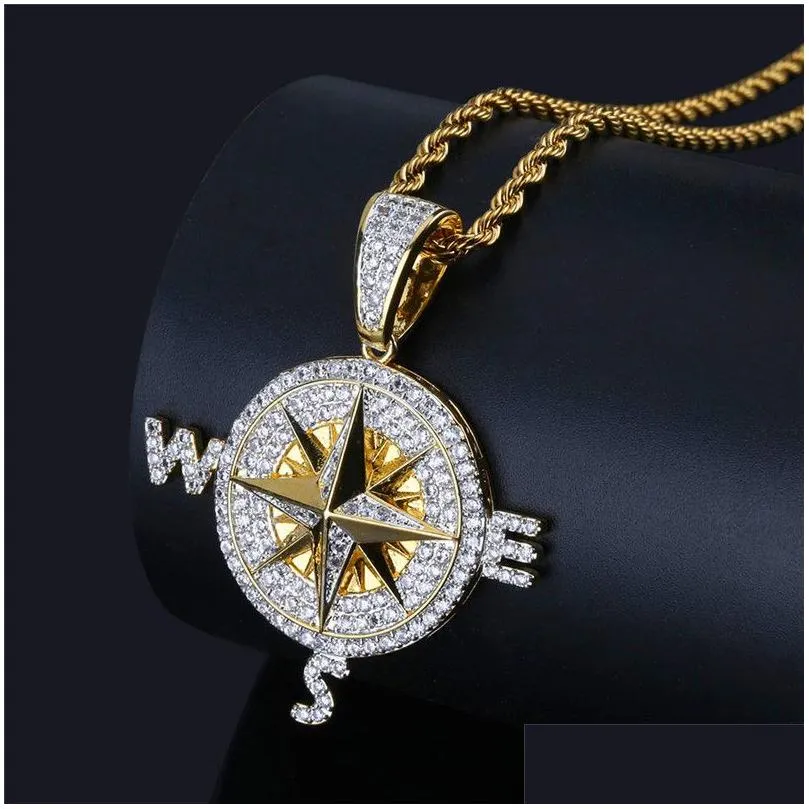 Andere accessoires Nautische kompas hanglanke ketting voor heuphiphop sieraden Gold Sier Plated Fashion Women Hip Hop -kettingen Drop de Dhinc