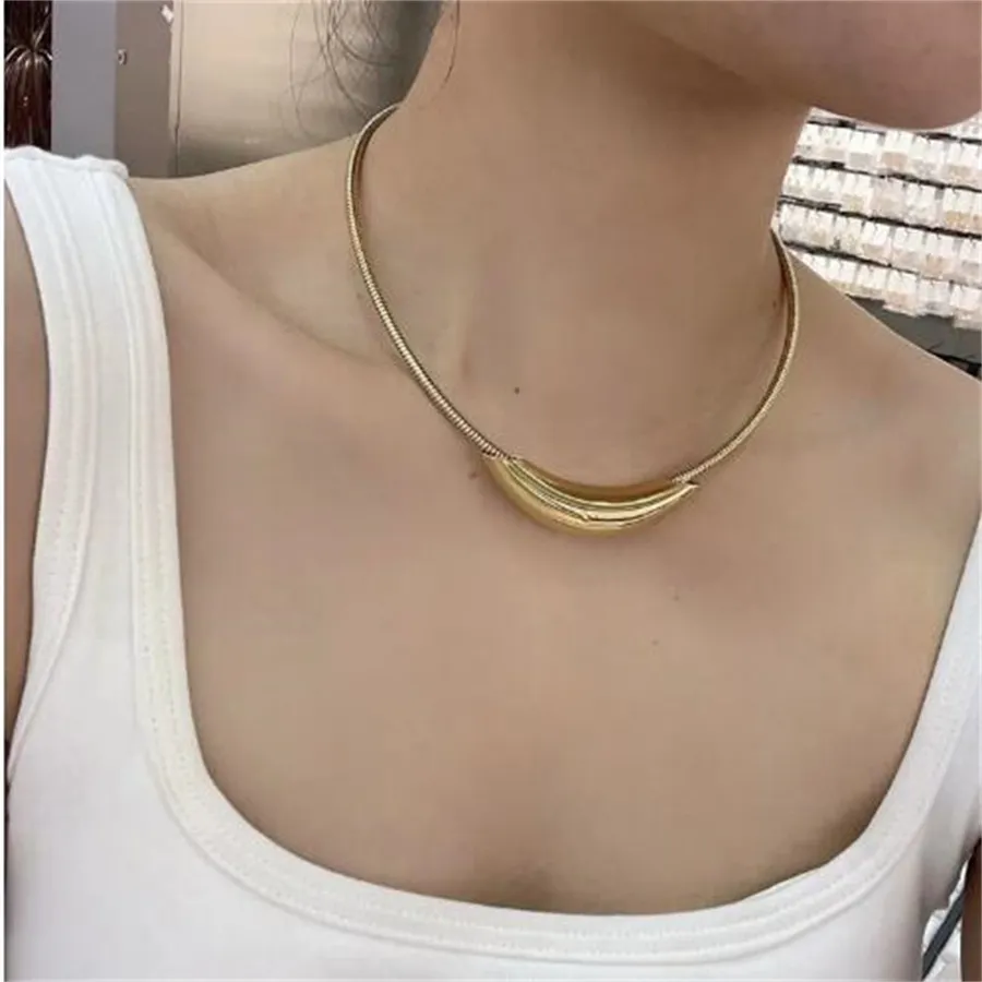 Collier en acier en titane vent de métal froid de haute qualité courbe courbée pendentif conception collier mode polycliace polyvalent AB215