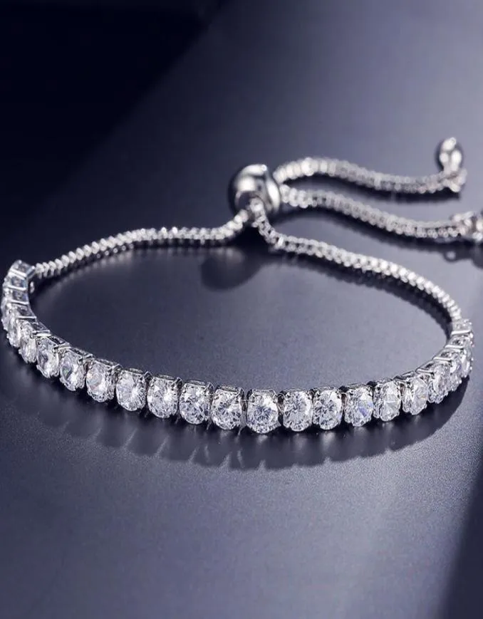 Nya helt enkelt modesmycken 18K vitguldfylld multi ädelstenar CZ Diamond Pulling Justerbart Lucky Armband för W5522446